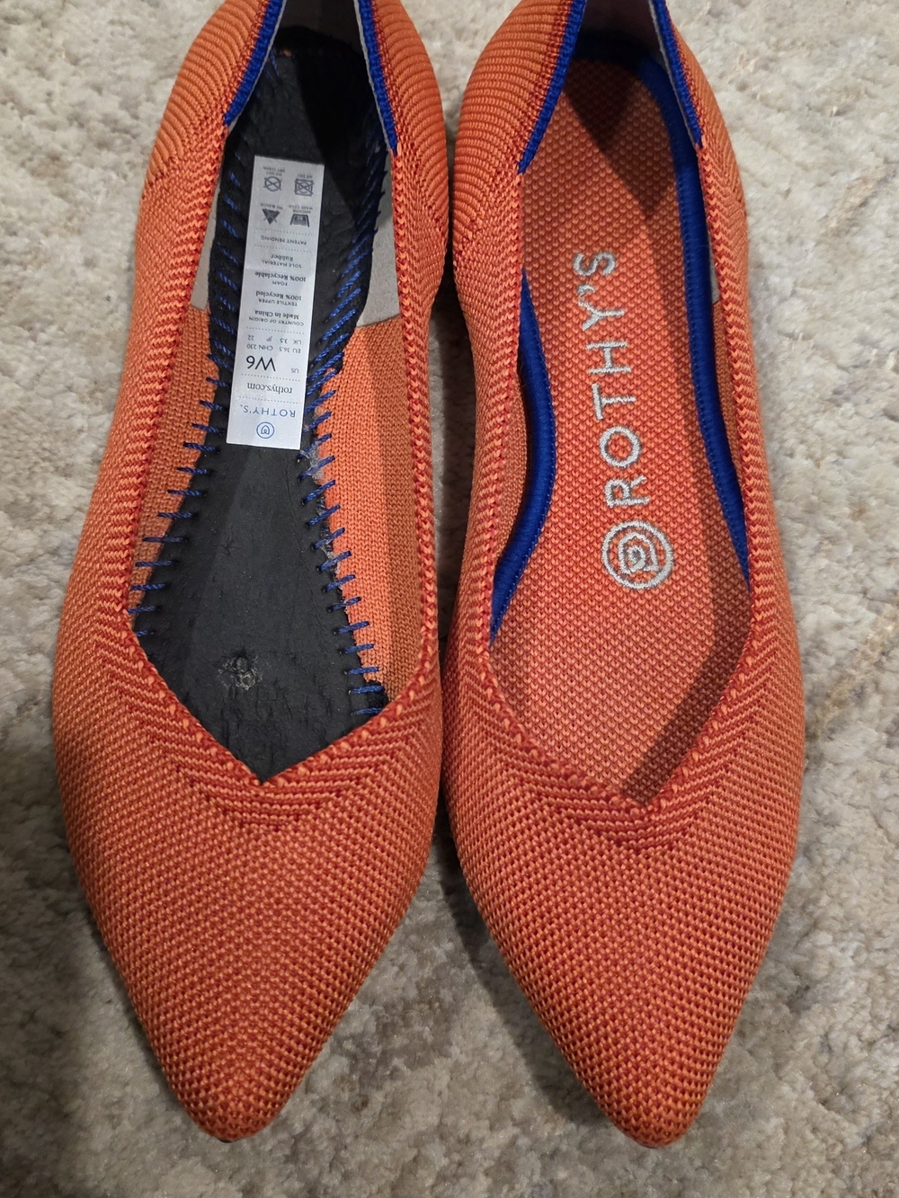 Rothy's Women's Pointed Knit Flat - Orange
